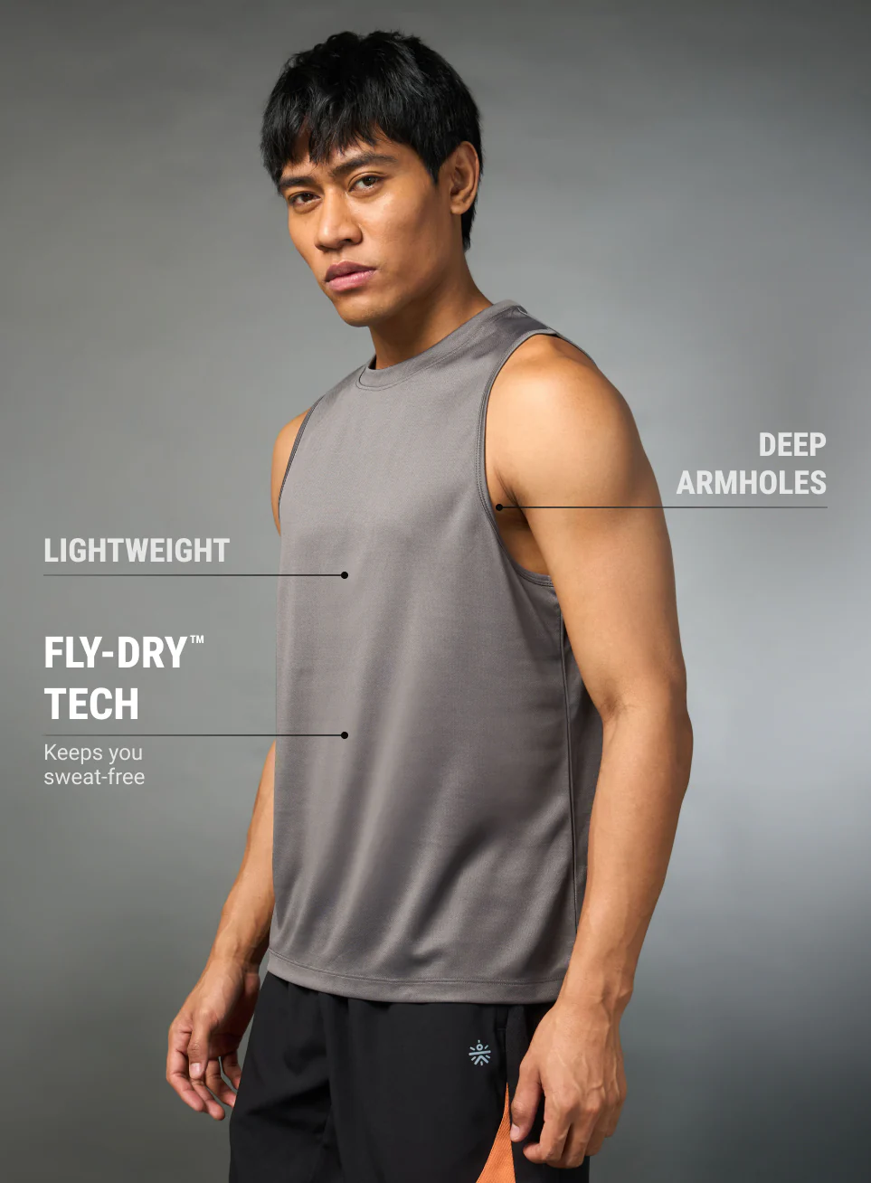 Men's Running Essential Grey Tank - Image 5