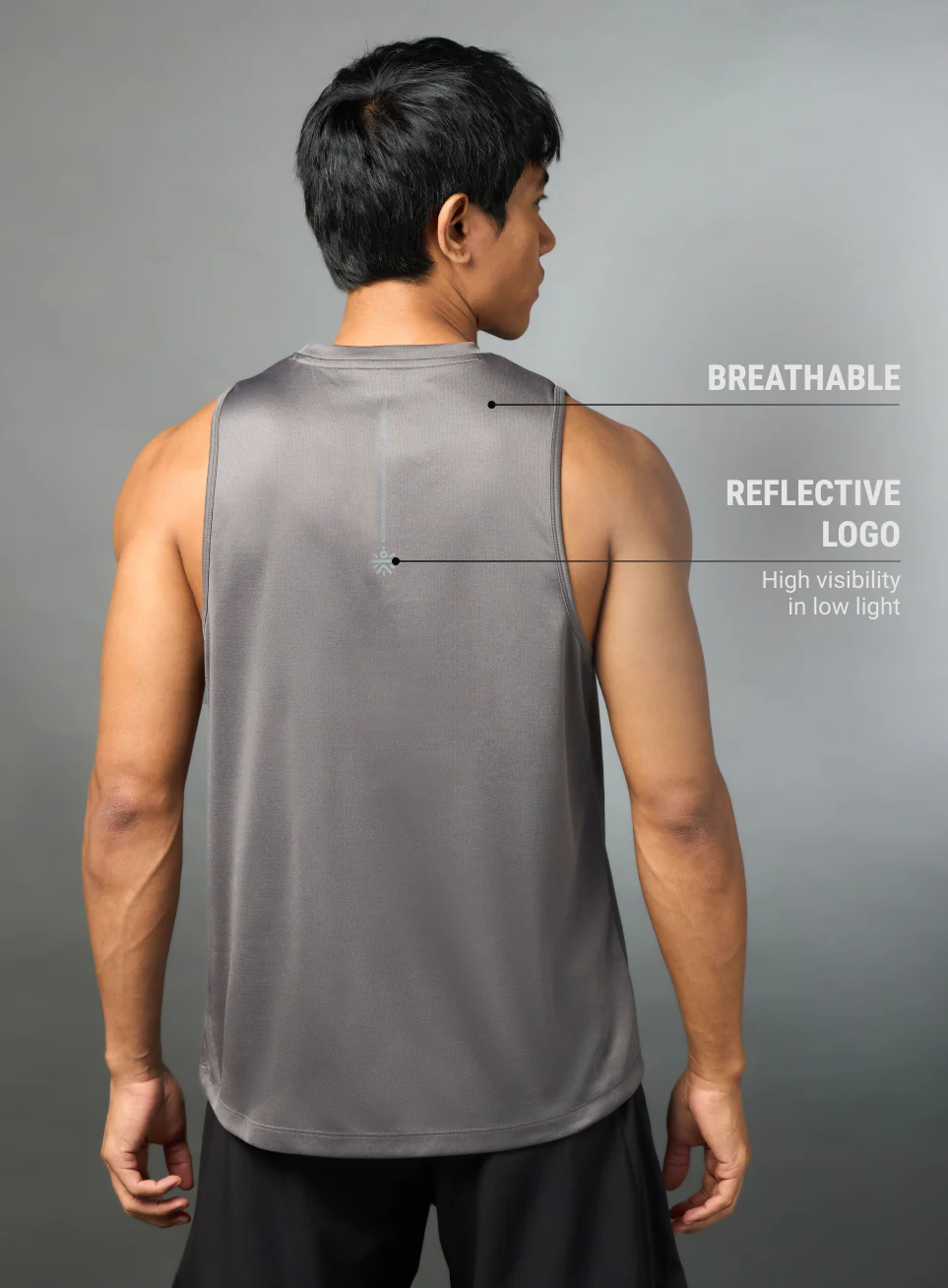 Men's Running Essential Grey Tank - Image 6