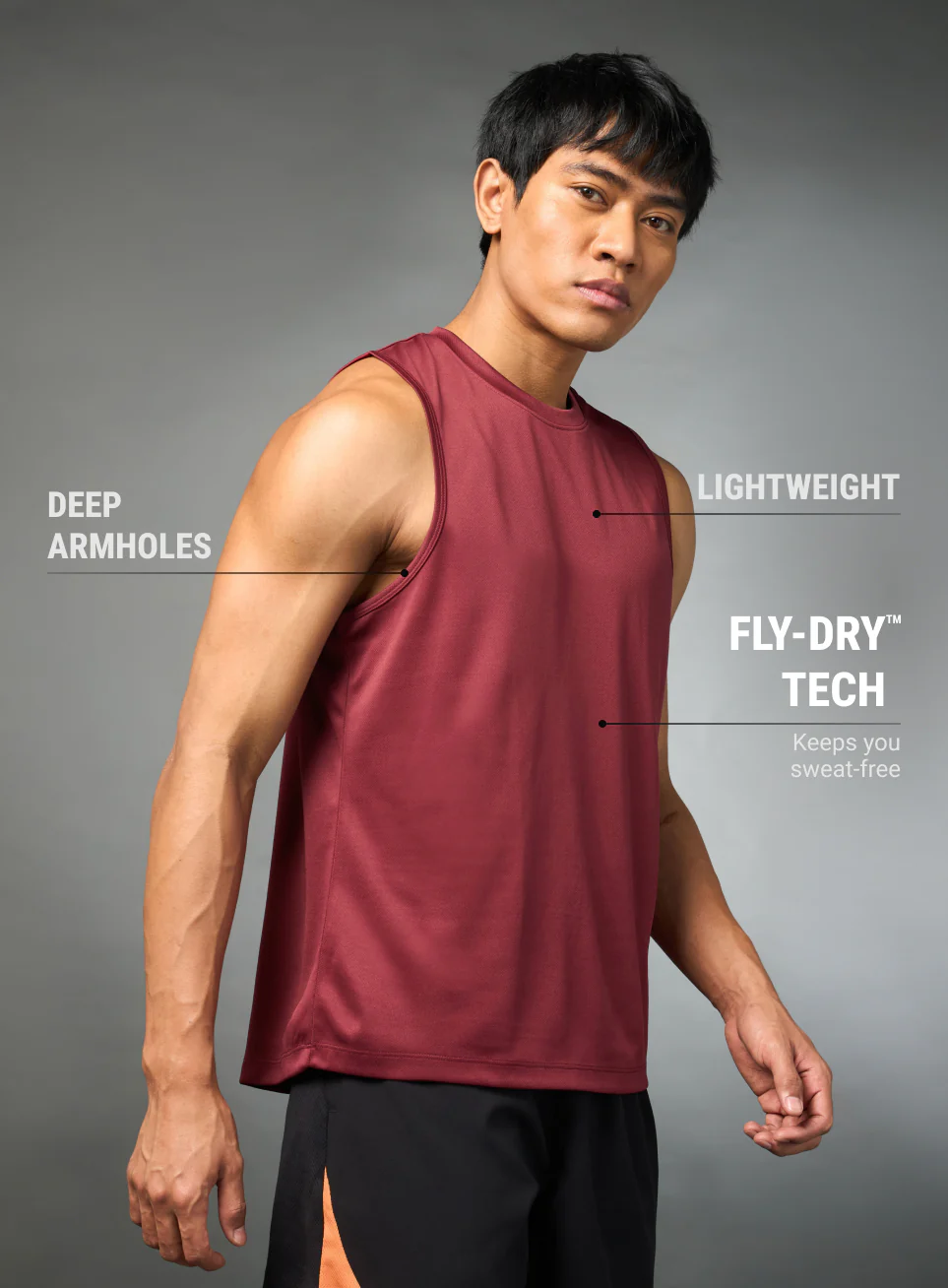 Men's Running Essential Maroon Tank - Image 5
