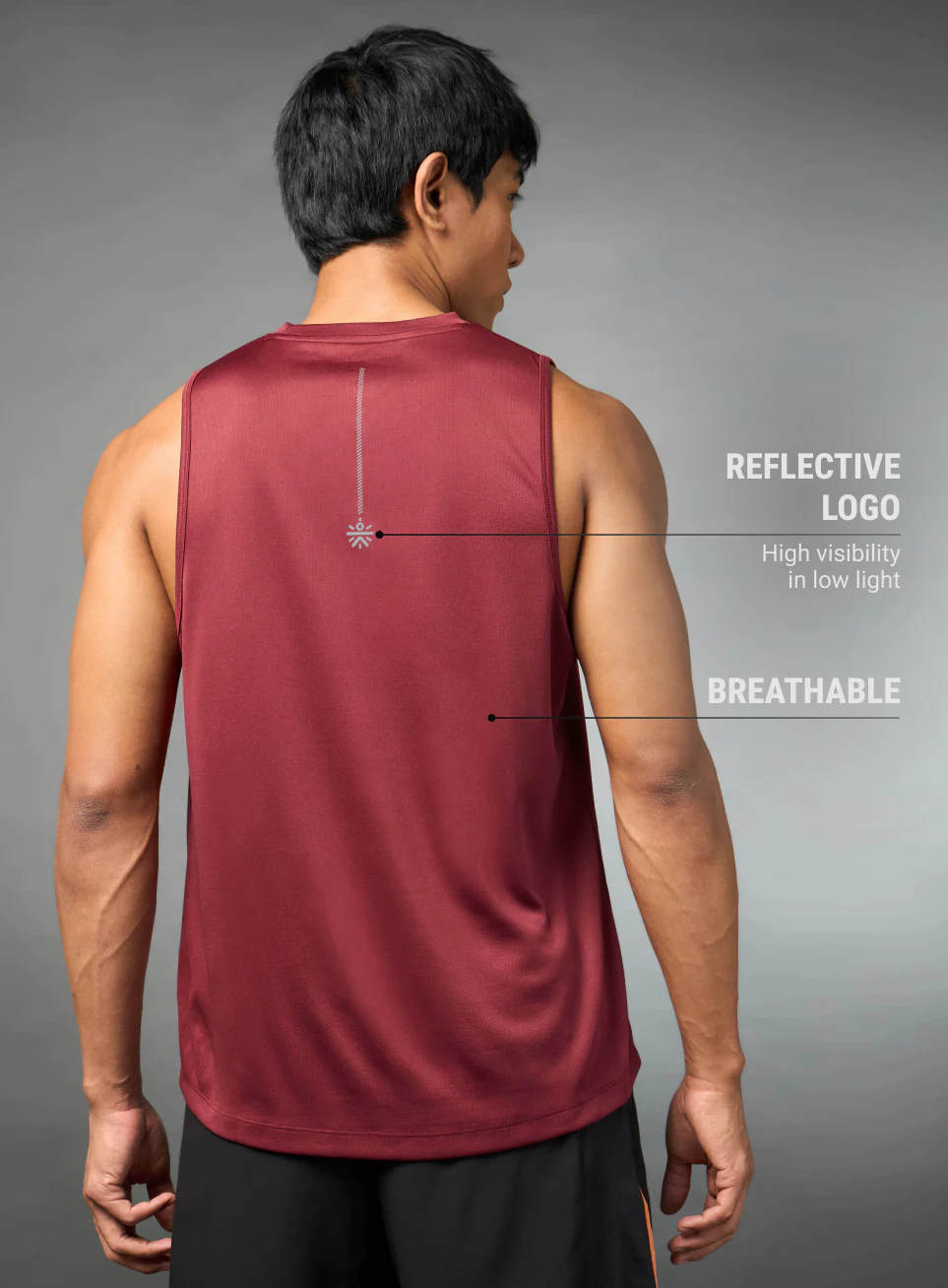 Men's Running Essential Maroon Tank - Image 6