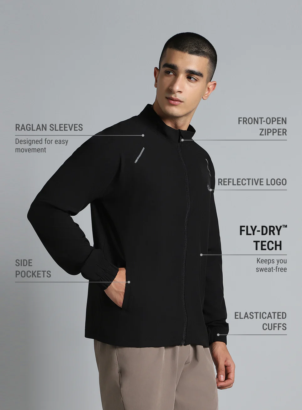 Men's Running Expert Black Lightweight Jacket - Image 5
