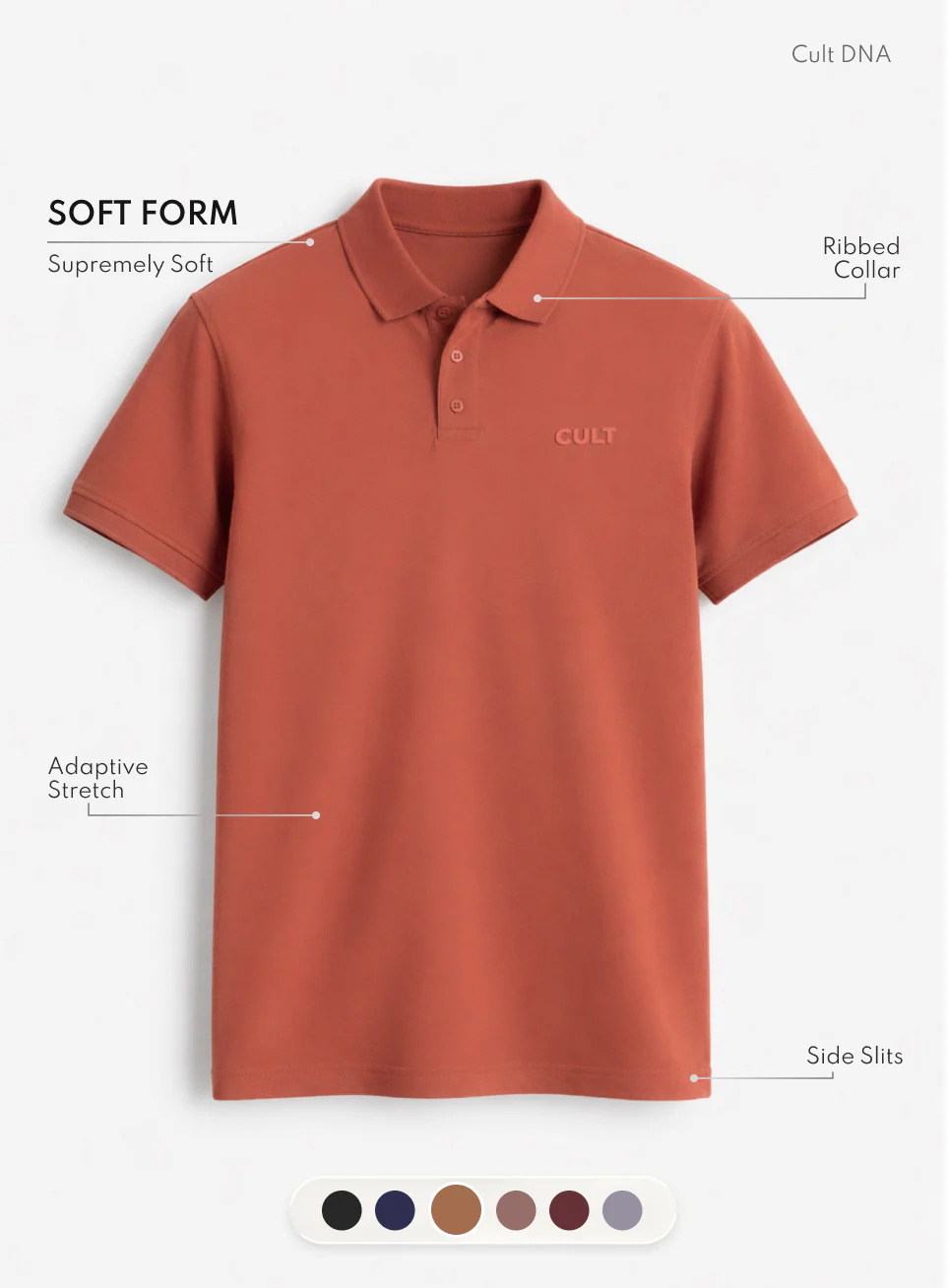 Men's Rust Soft Form Classic Polo T-shirt - Image 4