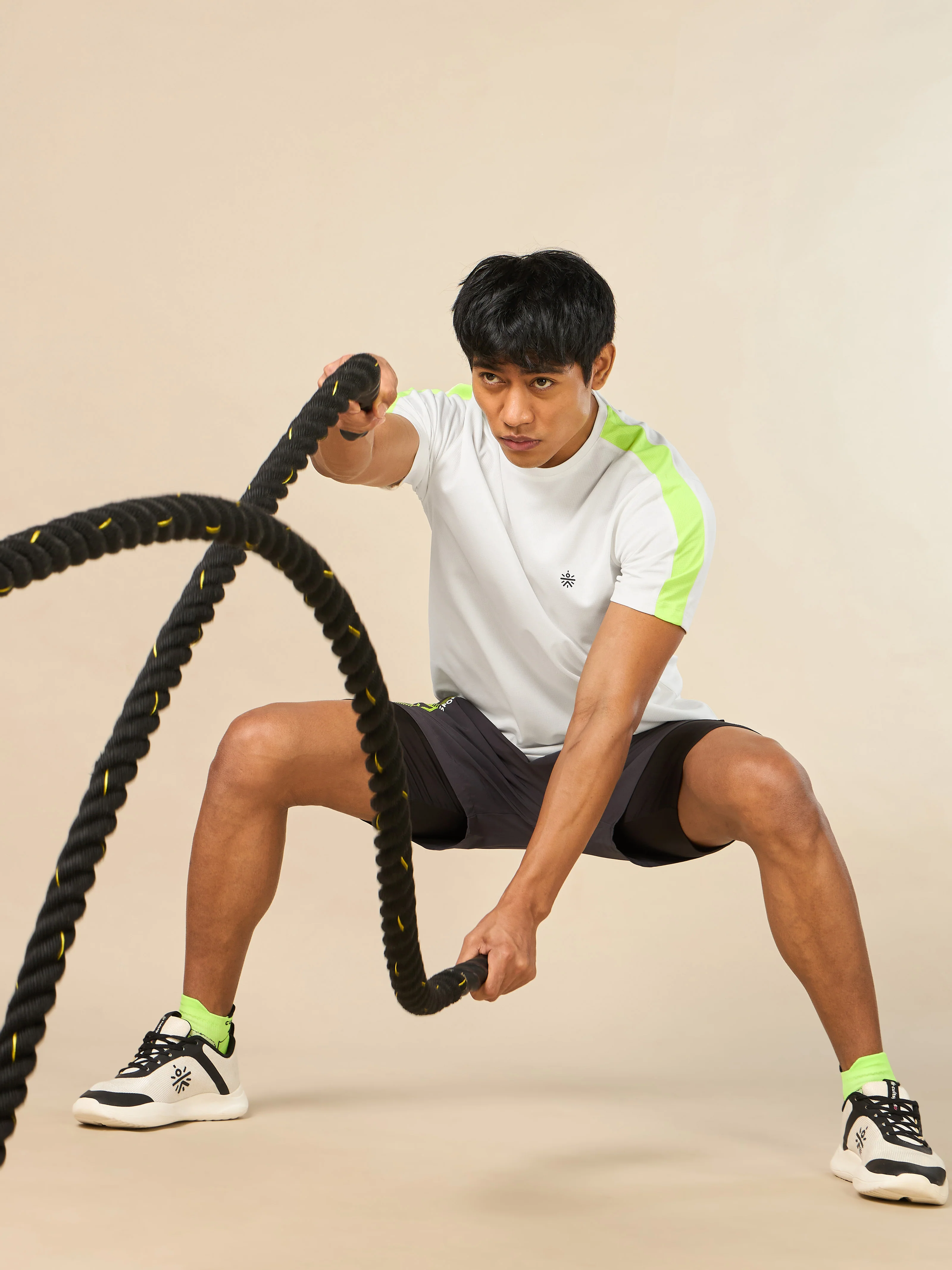 Men's Shoulder Pop Active White T-shirt - Image 3