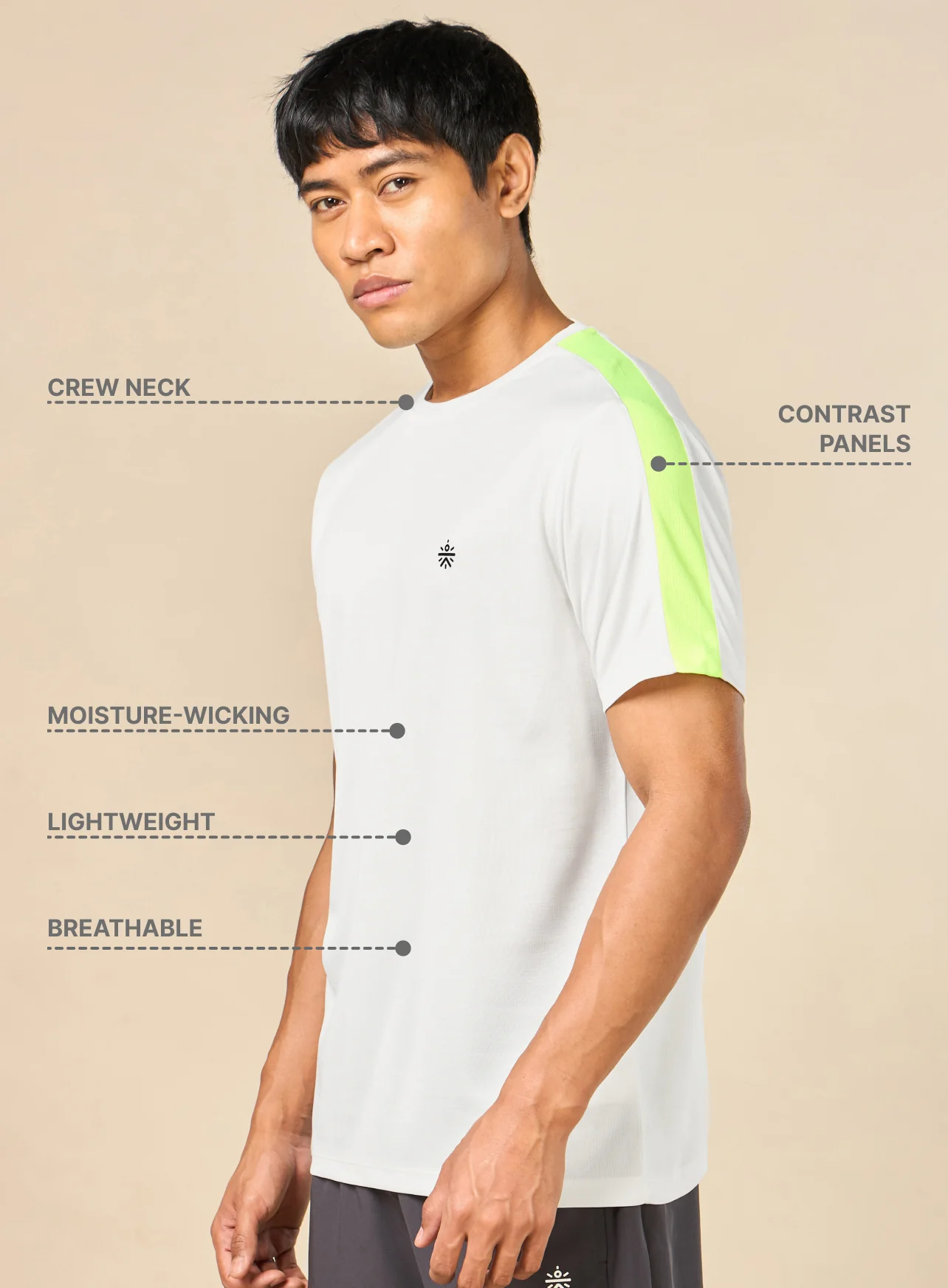 Men's Shoulder Pop Active White T-shirt - Image 5