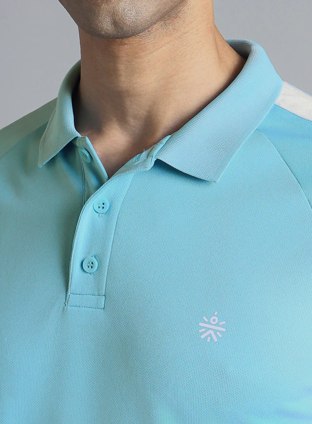 Men's Sky Blue Performance Essential Polo T-shirt - Image 7