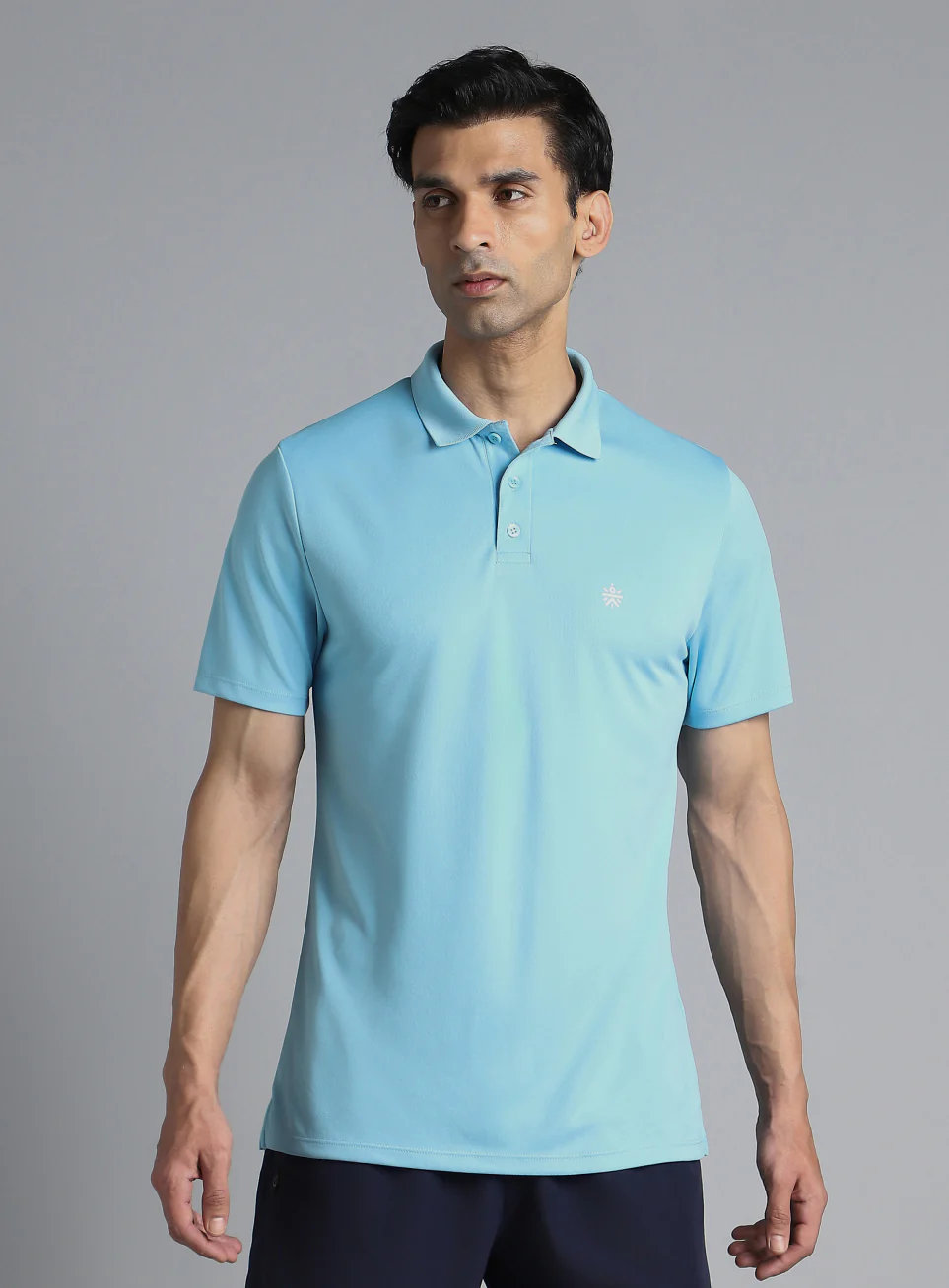 Men's Sky Blue Performance Polo T-shirt - Image 4