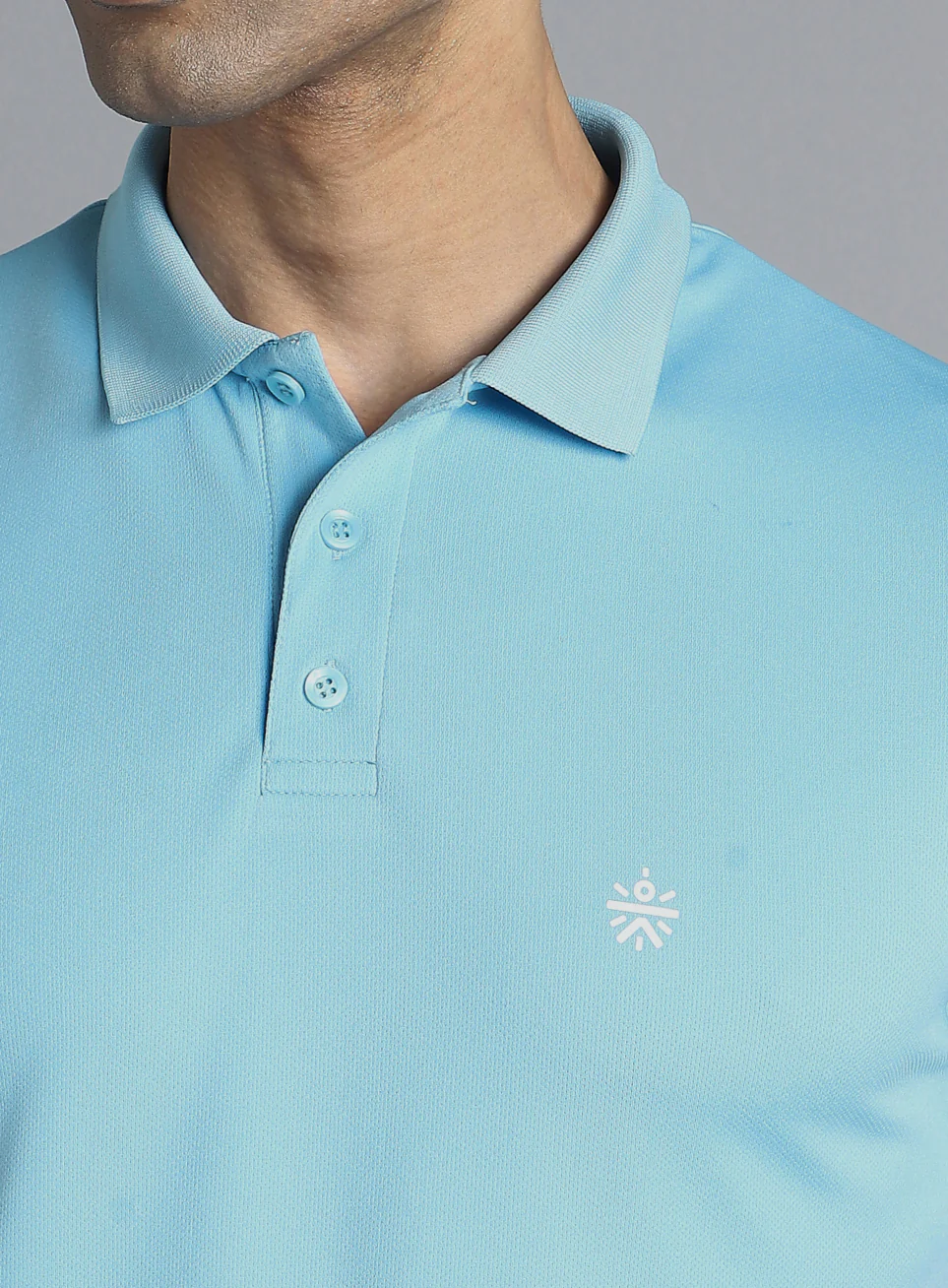 Men's Sky Blue Performance Polo T-shirt - Image 7