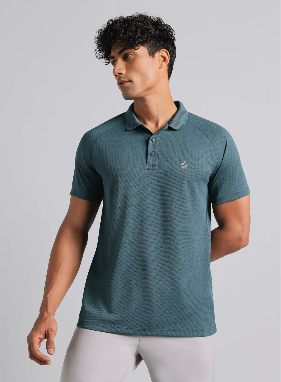 Men's Teal High Energy Performance Polo T-shirt - Image 4
