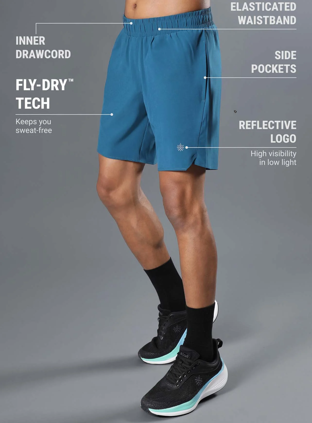 Men's Teal Iconic Runner's Shorts - Image 5
