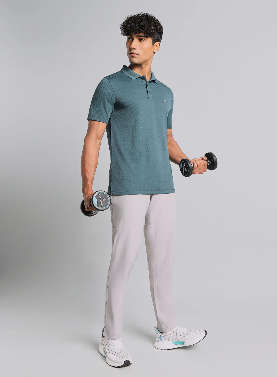 Men's Teal Performance Sculpted Polo T-shirt - Image 2