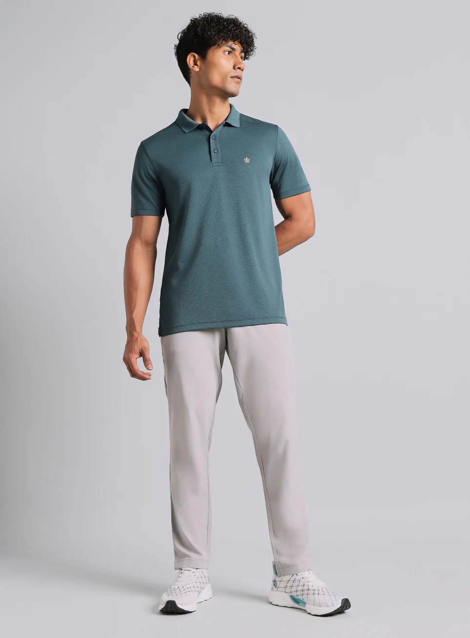 Men's Teal Performance Sculpted Polo T-shirt - Image 3