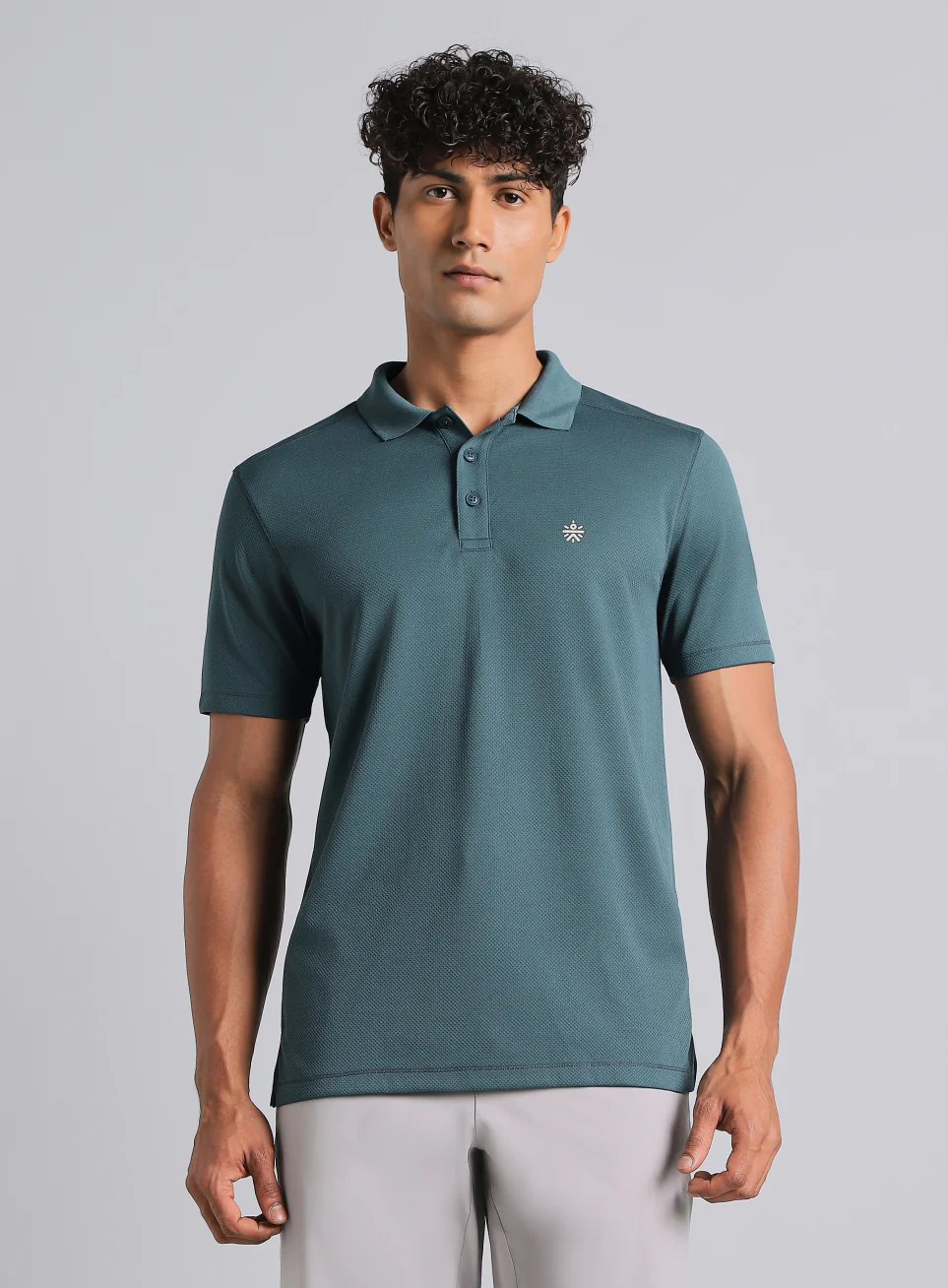 Men's Teal Performance Sculpted Polo T-shirt - Image 4