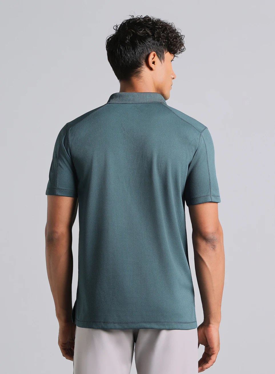 Men's Teal Performance Sculpted Polo T-shirt - Image 6