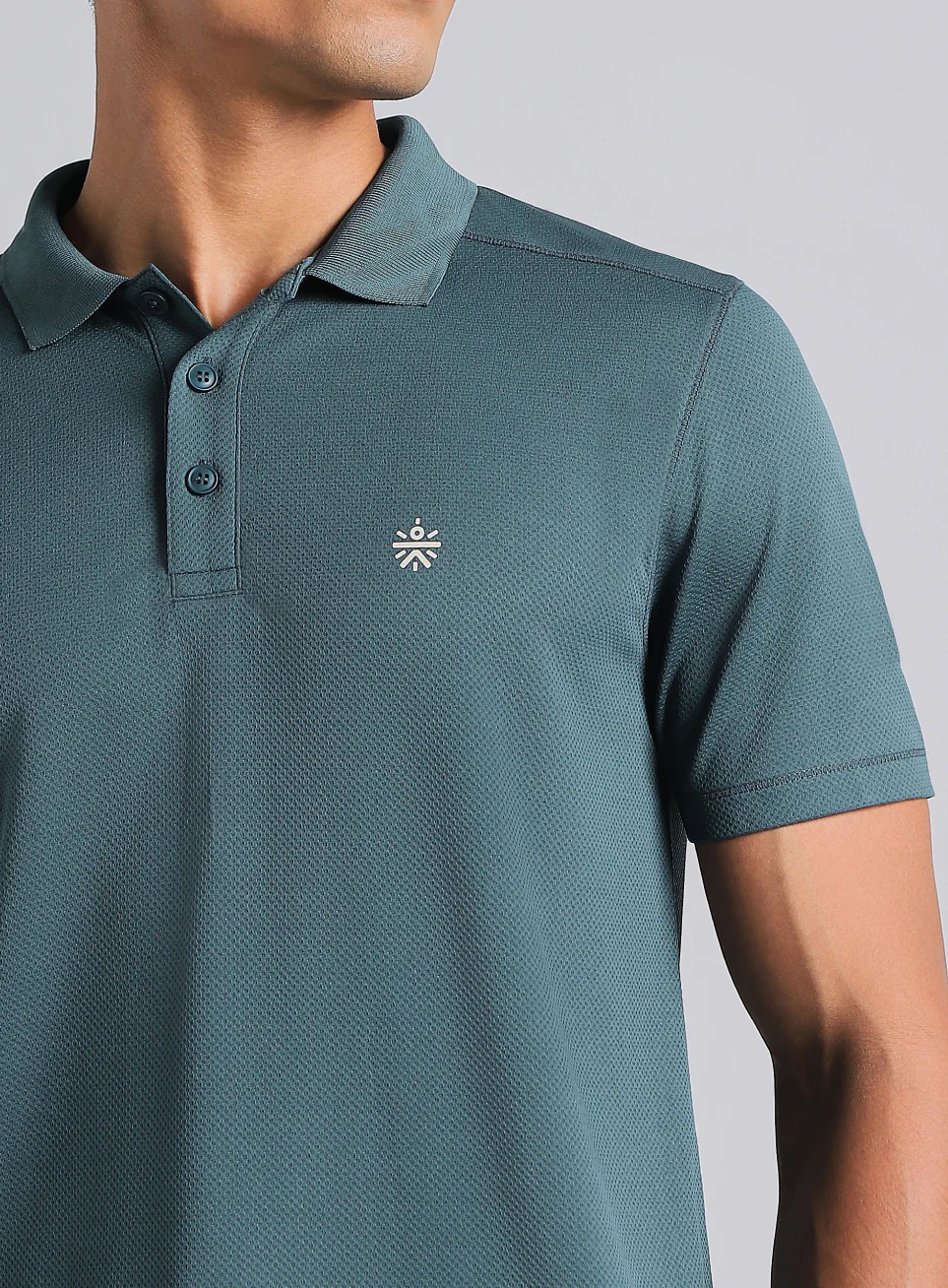 Men's Teal Performance Sculpted Polo T-shirt - Image 7