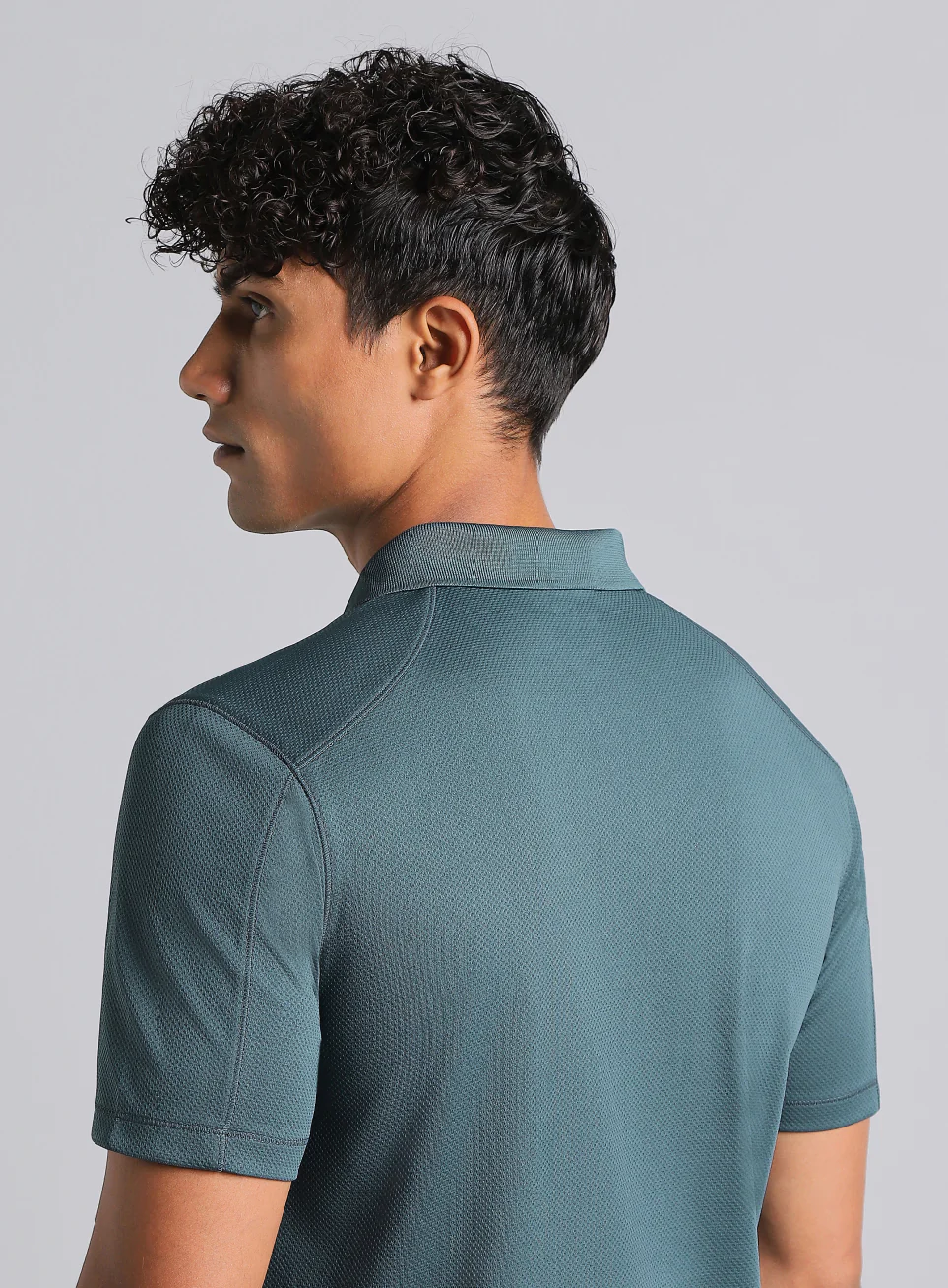 Men's Teal Performance Sculpted Polo T-shirt - Image 8