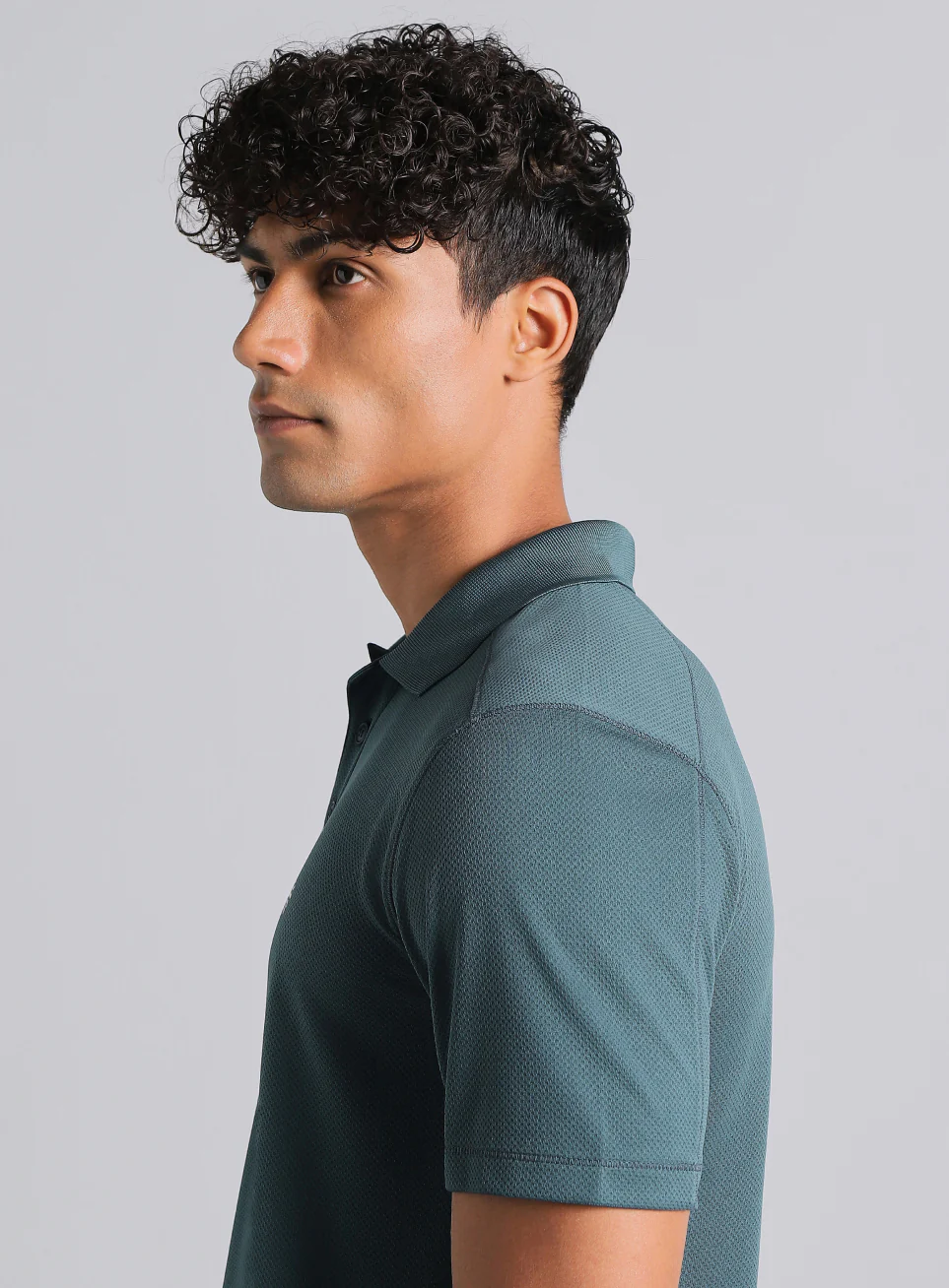 Men's Teal Performance Sculpted Polo T-shirt - Image 9