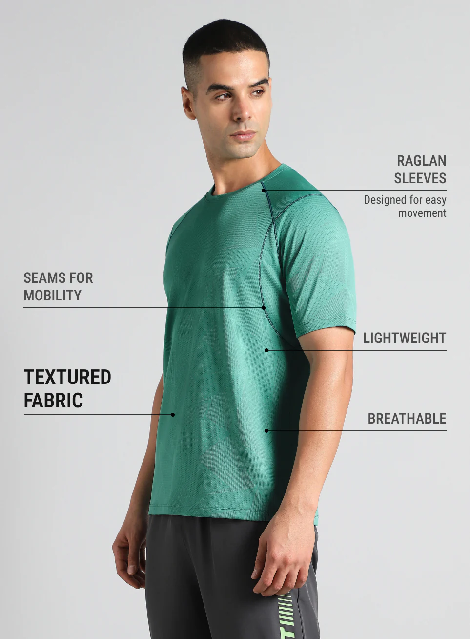 Men's Teal Power Training Sculpted T-shirt - Image 5