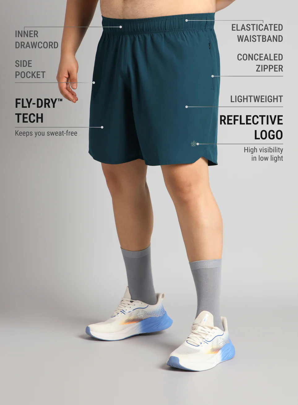 Men's Teal Runner's Essential Plus Size Shorts - Image 5