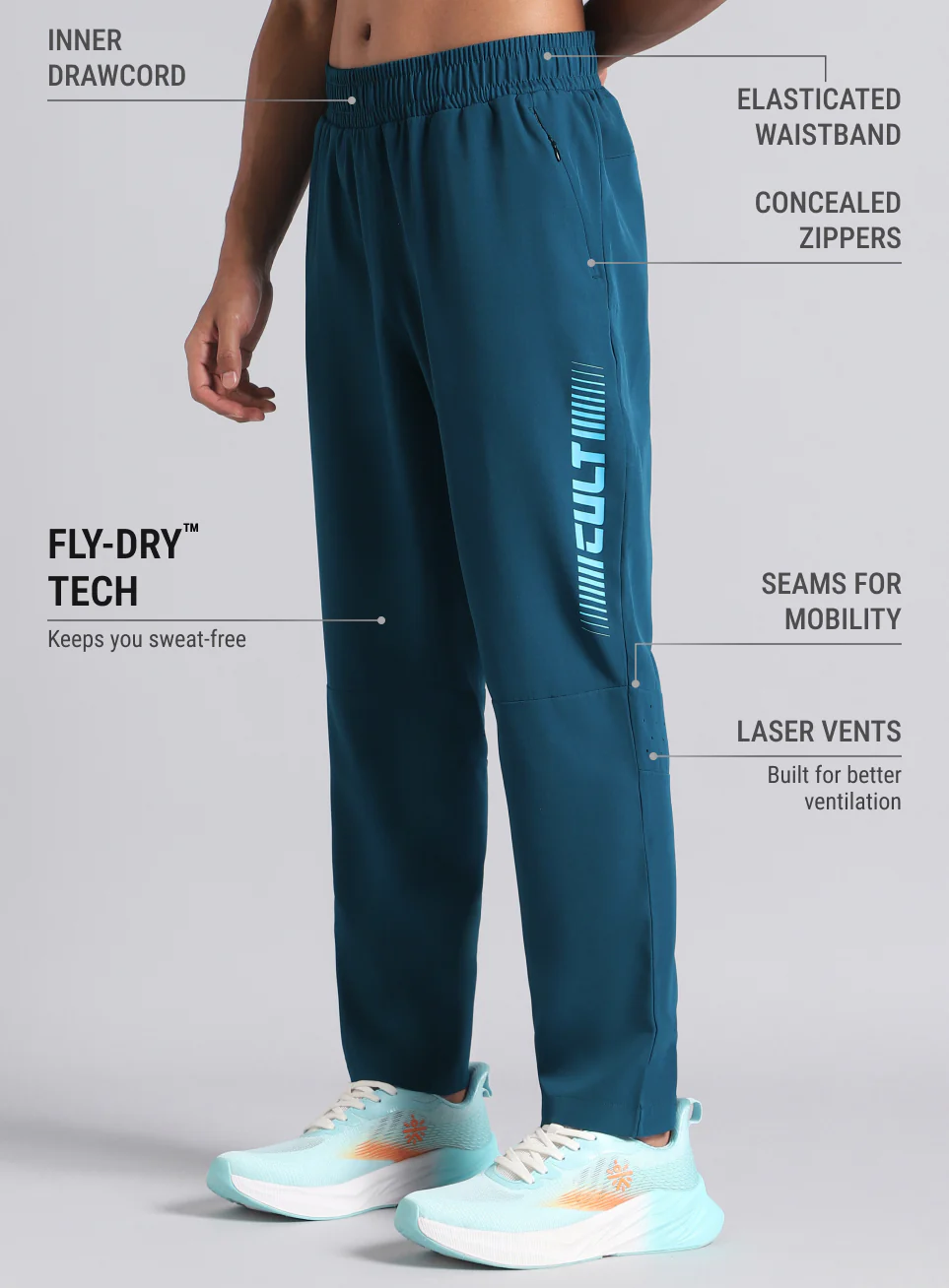 Men's Teal Train All Format Training Trackpants - Image 5