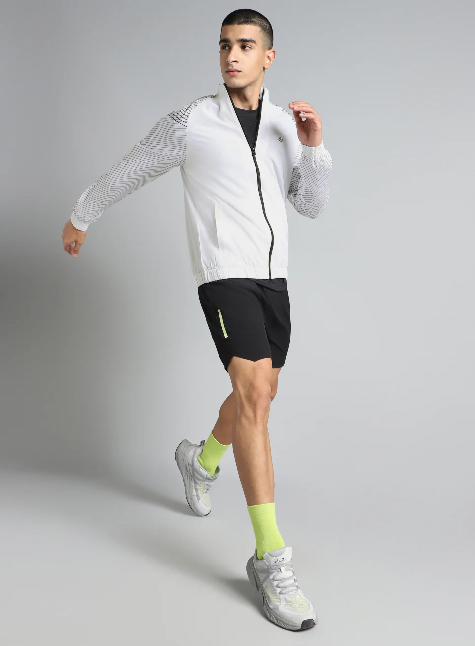 Men's White Energy Map Printed Lightweight Jacket - Image 2