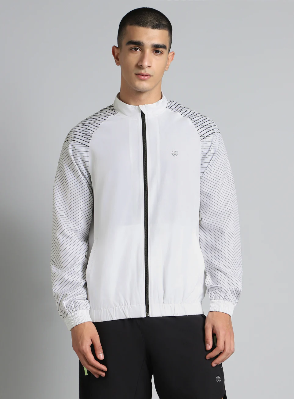 Men's White Energy Map Printed Lightweight Jacket - Image 4