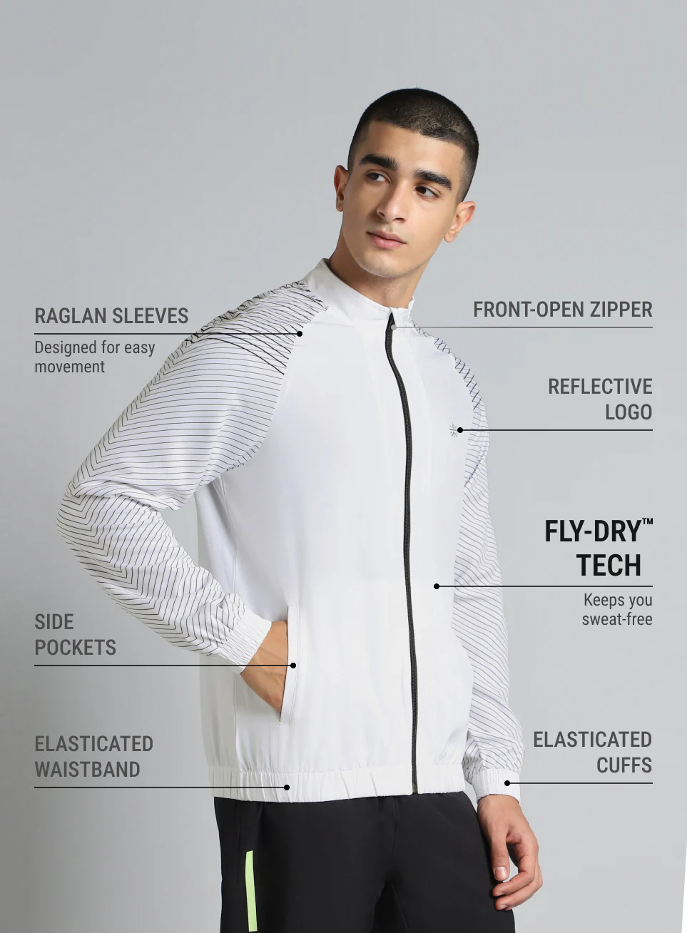 Men's White Energy Map Printed Lightweight Jacket - Image 5