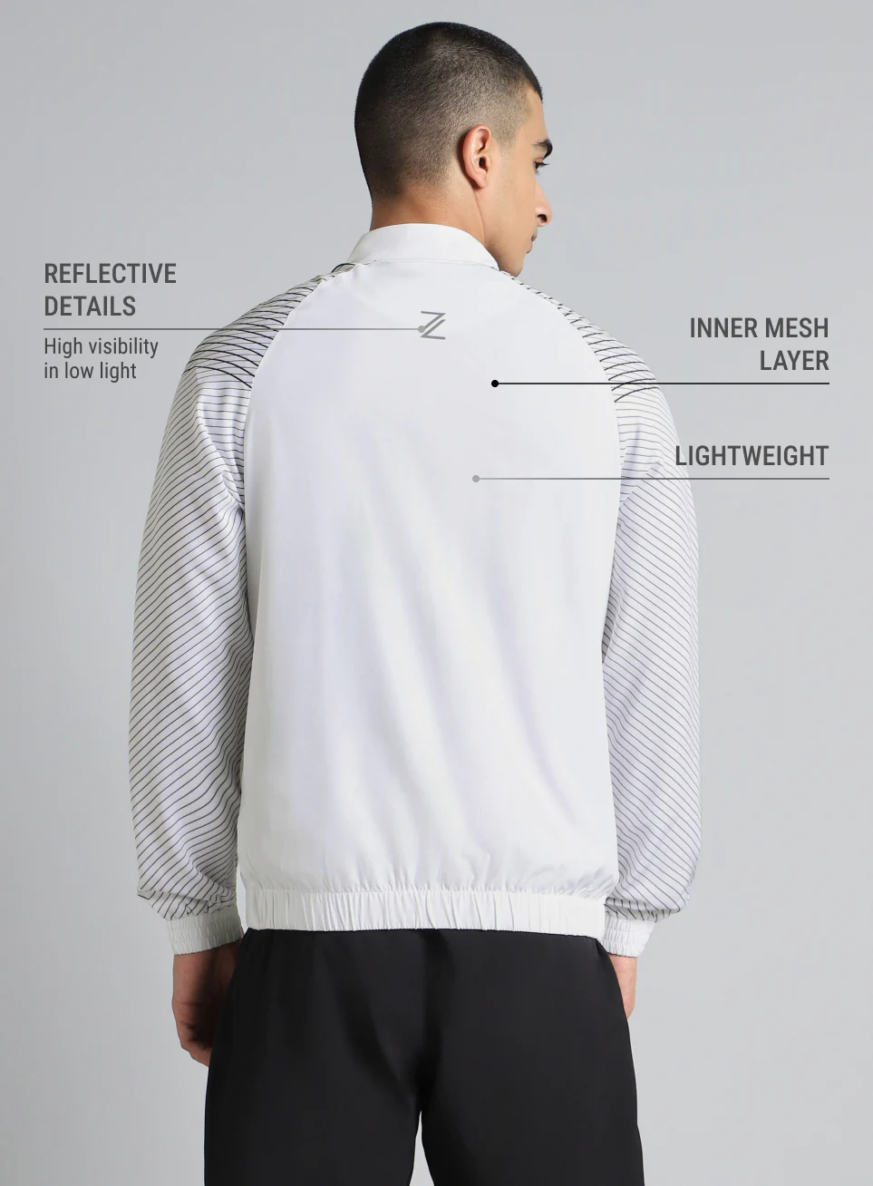 Men's White Energy Map Printed Lightweight Jacket - Image 6