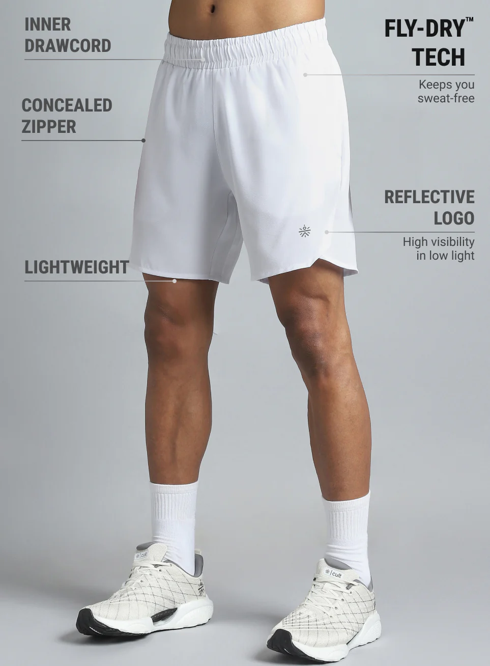 Men's White Iconic Running Shorts - Image 5