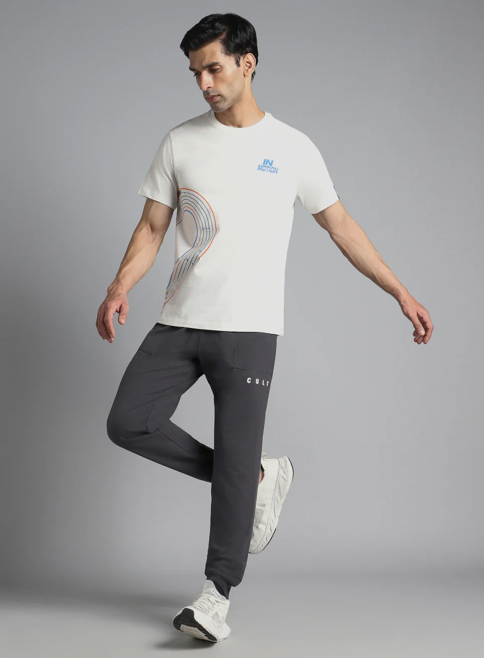 Men's White In Motion Graphic T-shirt - Image 2