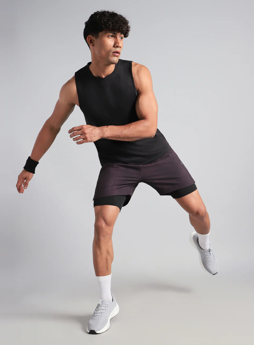 Men's Wine Urban Camo Run Built-in Shorts - Image 3
