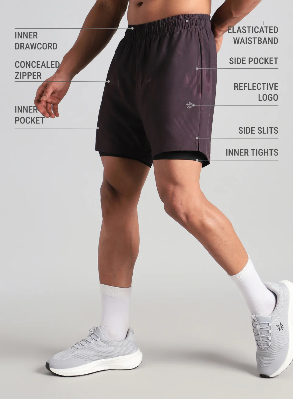 Men's Wine Urban Camo Run Built-in Shorts - Image 5