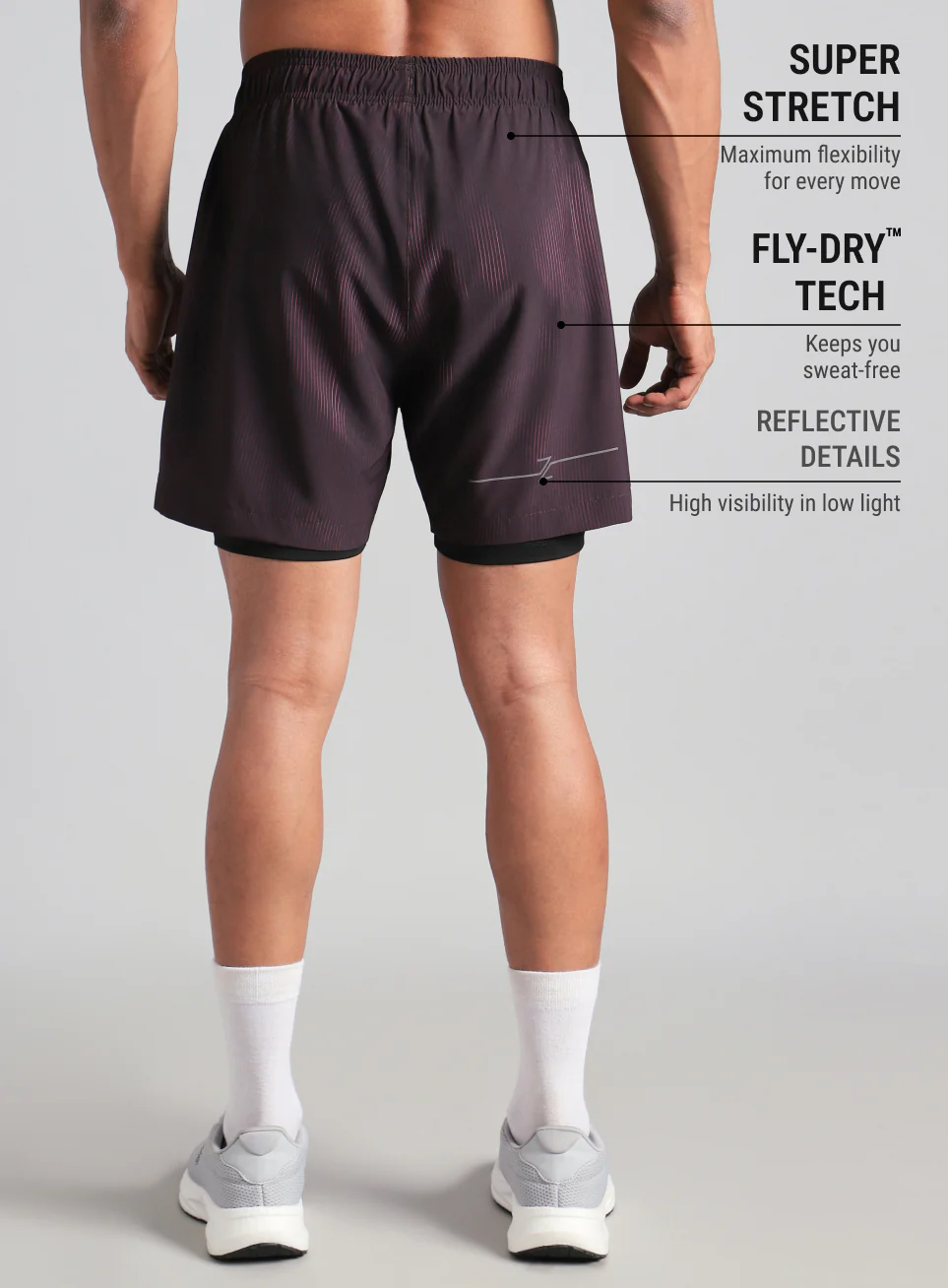 Men's Wine Urban Camo Run Built-in Shorts - Image 6