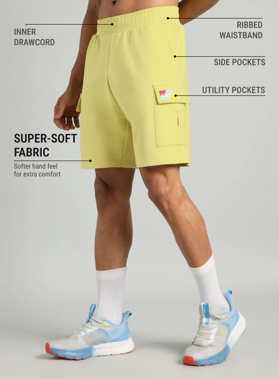 Men's Yellow Utility Classic Shorts - Image 5