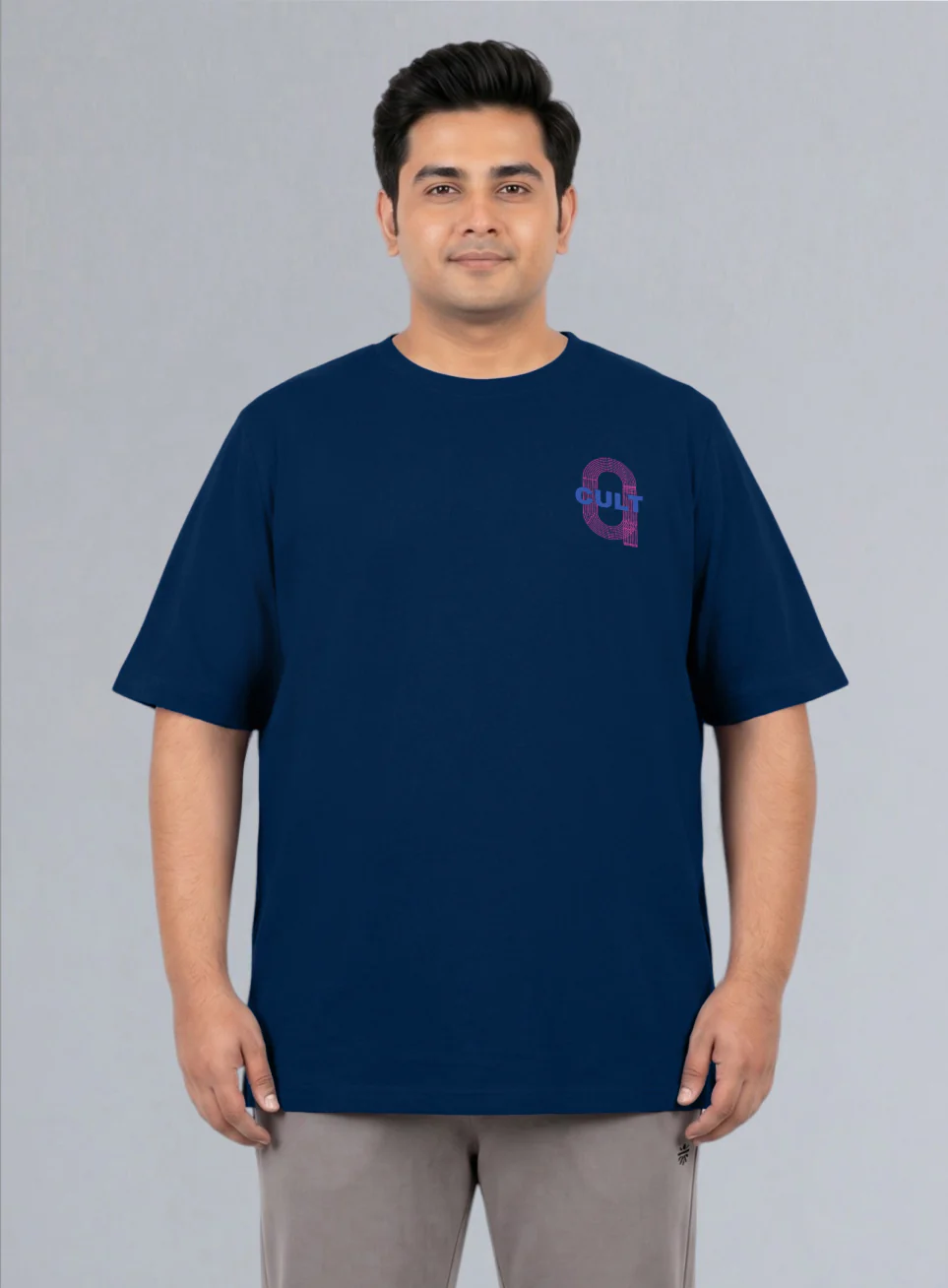 Mens Navy Men's Sporty Racertrack Plus Size T-Shirt - Image 4