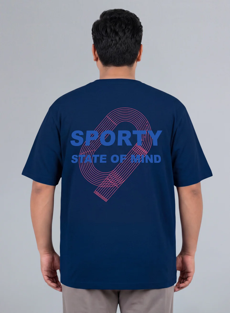Mens Navy Men's Sporty Racertrack Plus Size T-Shirt - Image 6