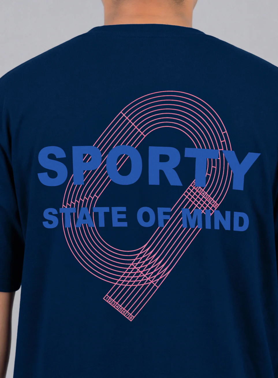 Mens Navy Men's Sporty Racertrack Plus Size T-Shirt - Image 8