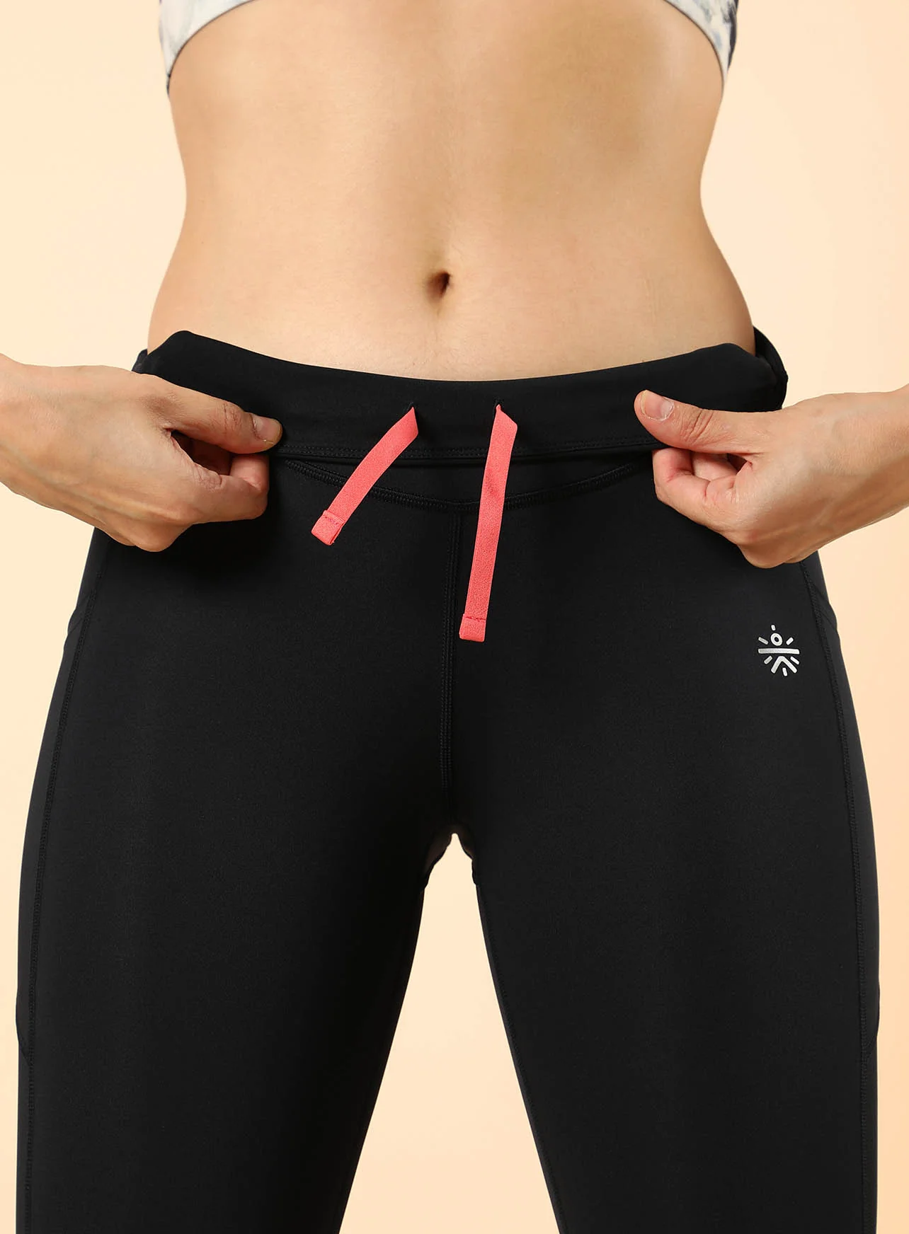 Mesh Panel Solid Leggings with Pocket - Image 10