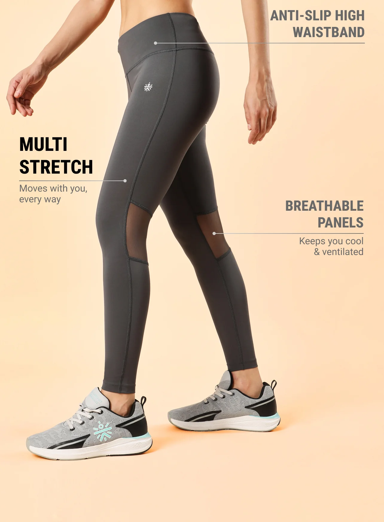 AbsoluteFit Back Mesh Panel Tights - Image 3