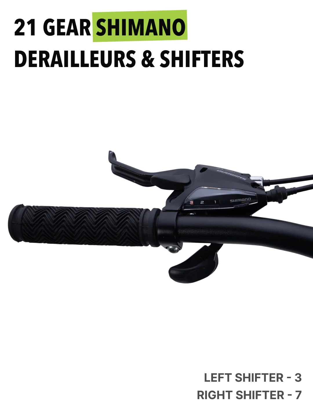 Monstro 26T Fat Bike – 21 Speed Shimano Gear, Front Suspension, Dual Disc Brake, Black - Image 4