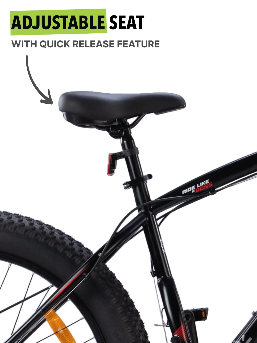 Monstro 26T Fat Bike – 21 Speed Shimano Gear, Front Suspension, Dual Disc Brake, Black - Image 5