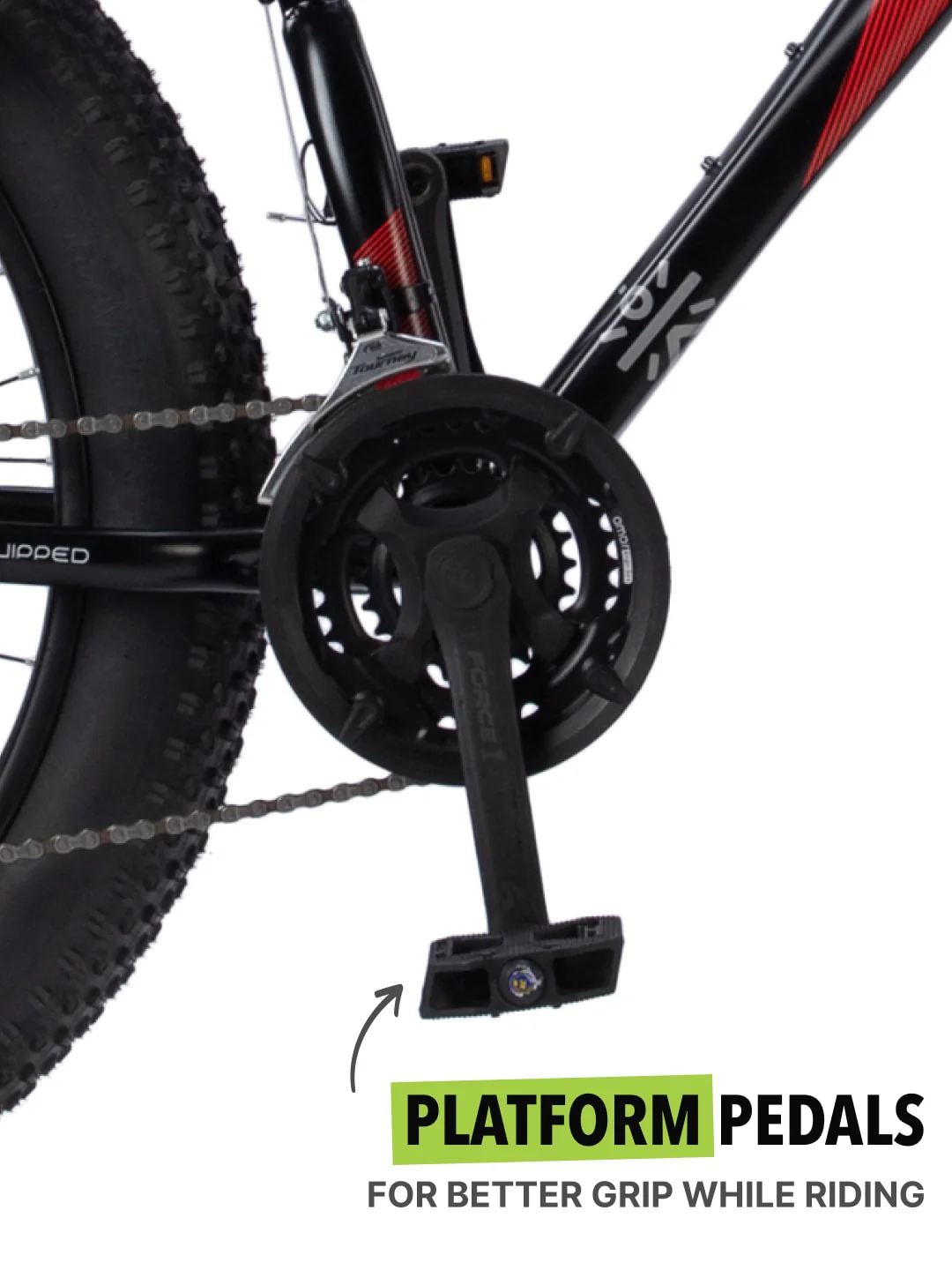 Monstro 26T Fat Bike – 21 Speed Shimano Gear, Front Suspension, Dual Disc Brake, Black - Image 6