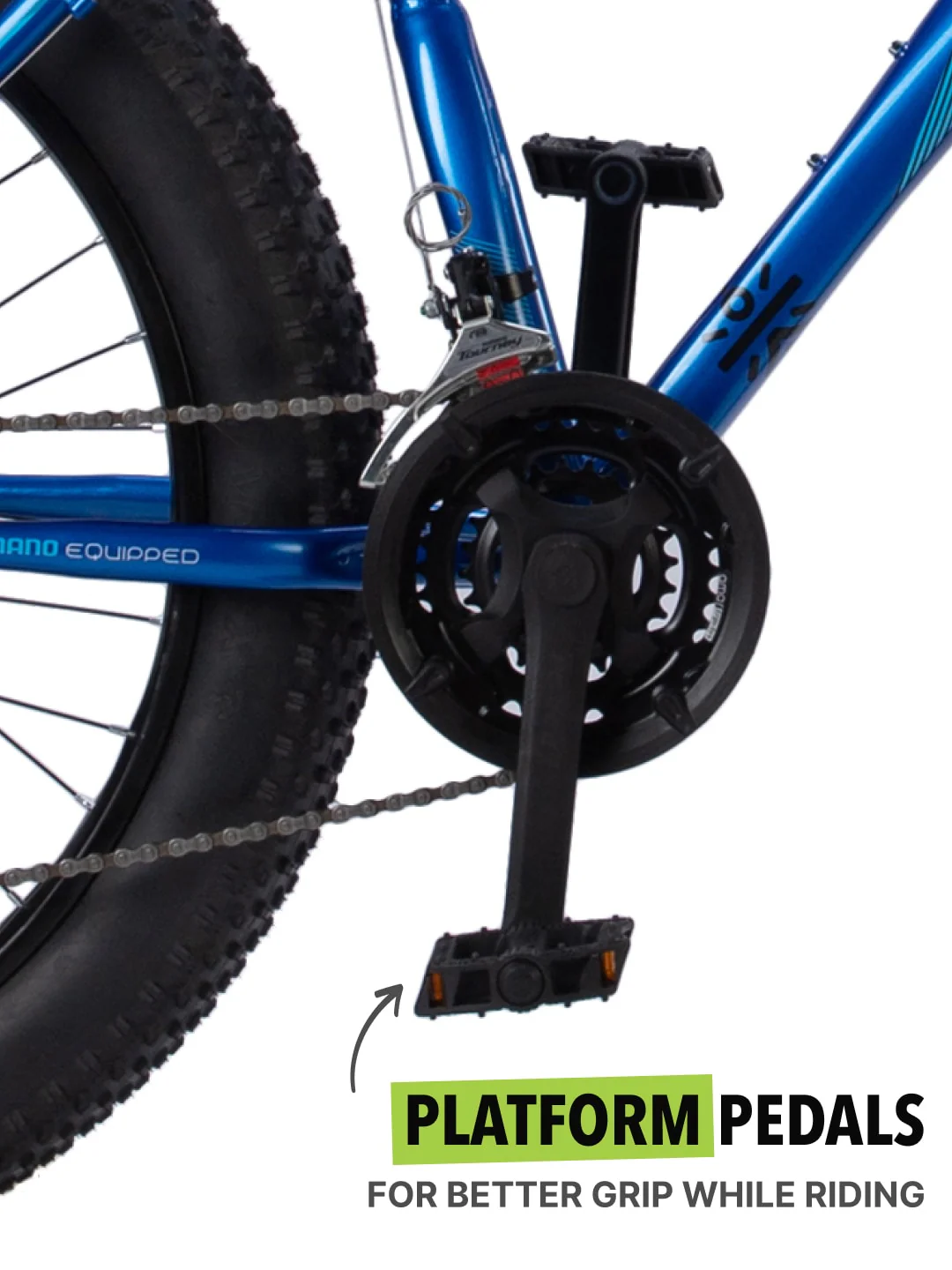 Monstro 26T Fat Bike – 21 Speed Shimano Gear, Front Suspension, Dual Disc Brake, Blue - Image 6
