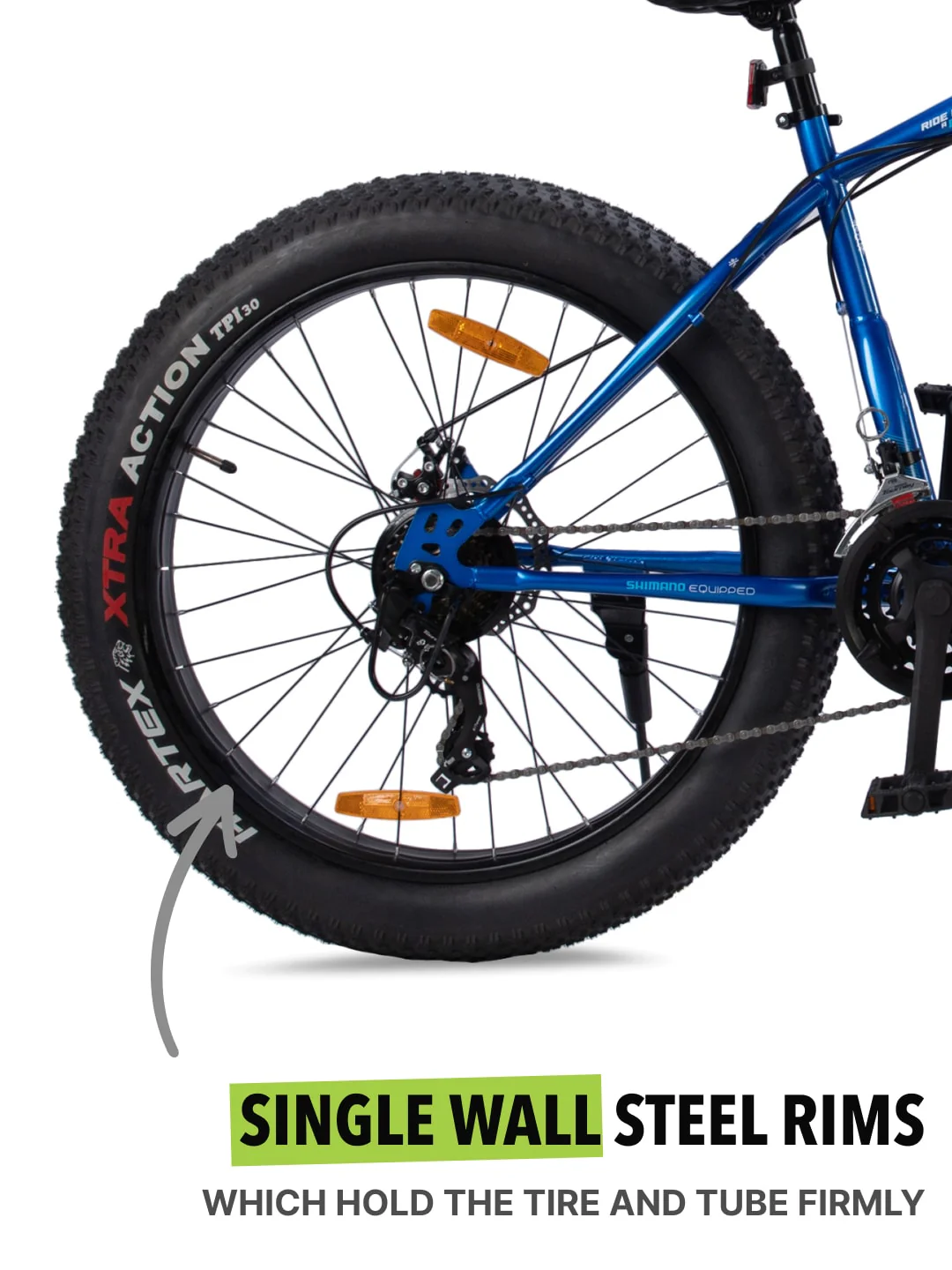 Monstro 26T Fat Bike – 21 Speed Shimano Gear, Front Suspension, Dual Disc Brake, Blue - Image 7