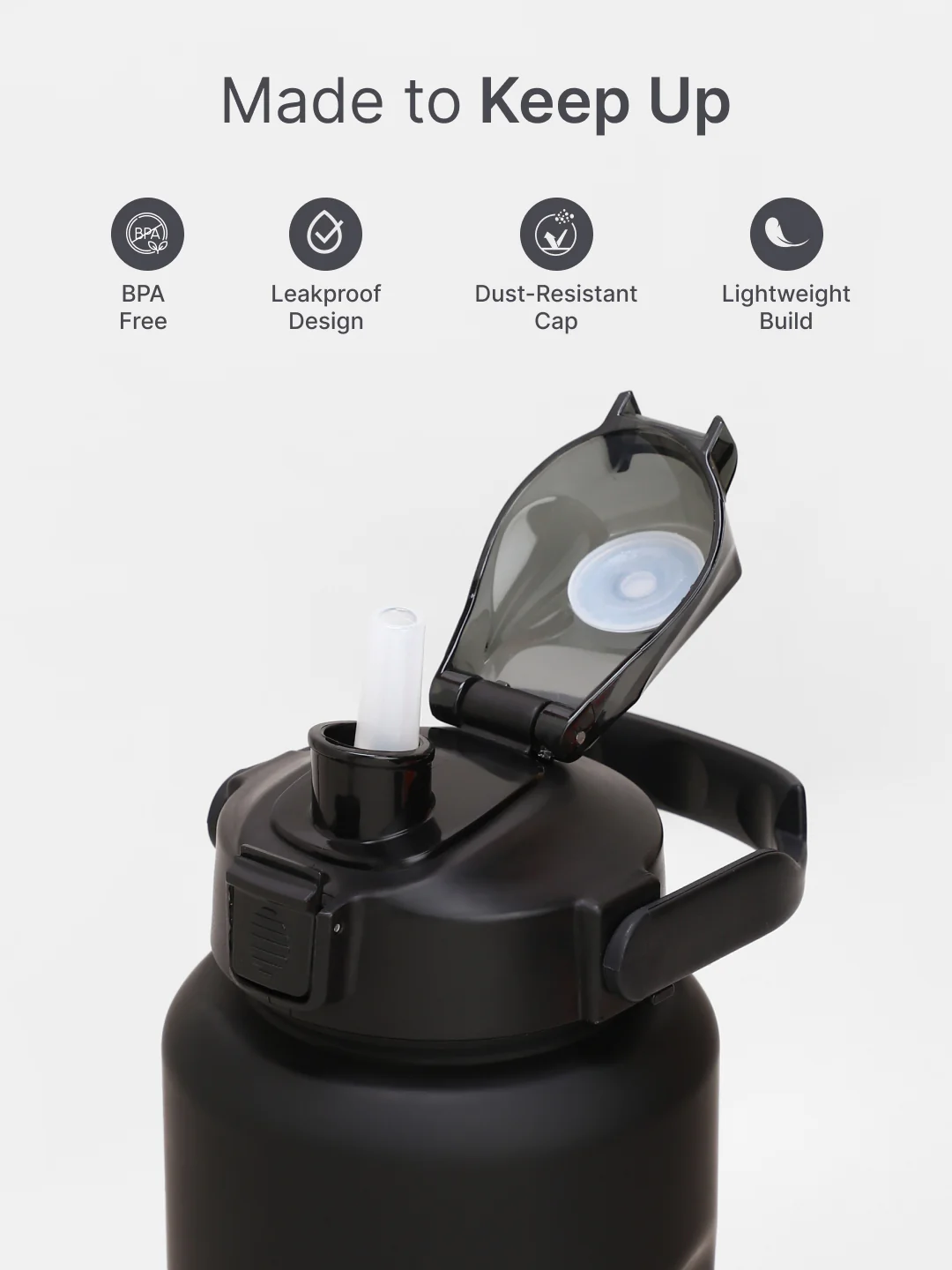 Motivational Bottle Set of 1L and 2L Black - Image 4