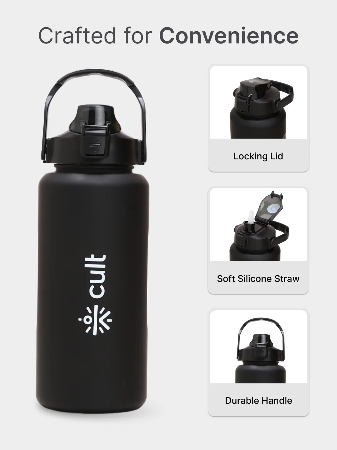 Motivational Bottle Set of 1L and 2L Black - Image 6