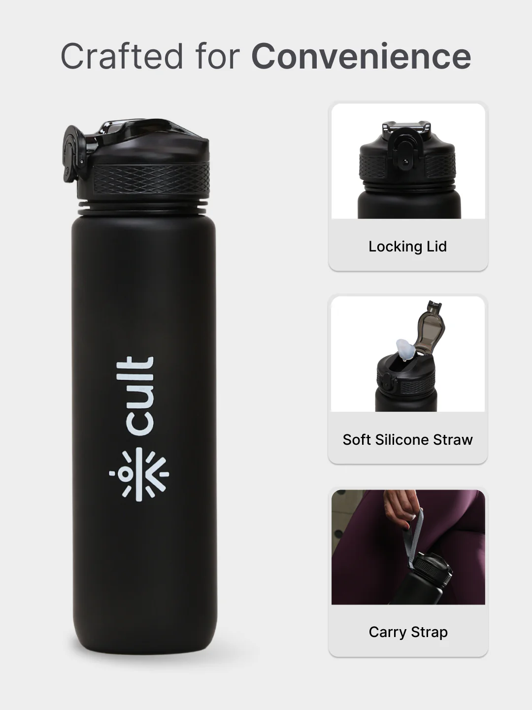Motivational Bottle Set of 1L and 2L Black - Image 7