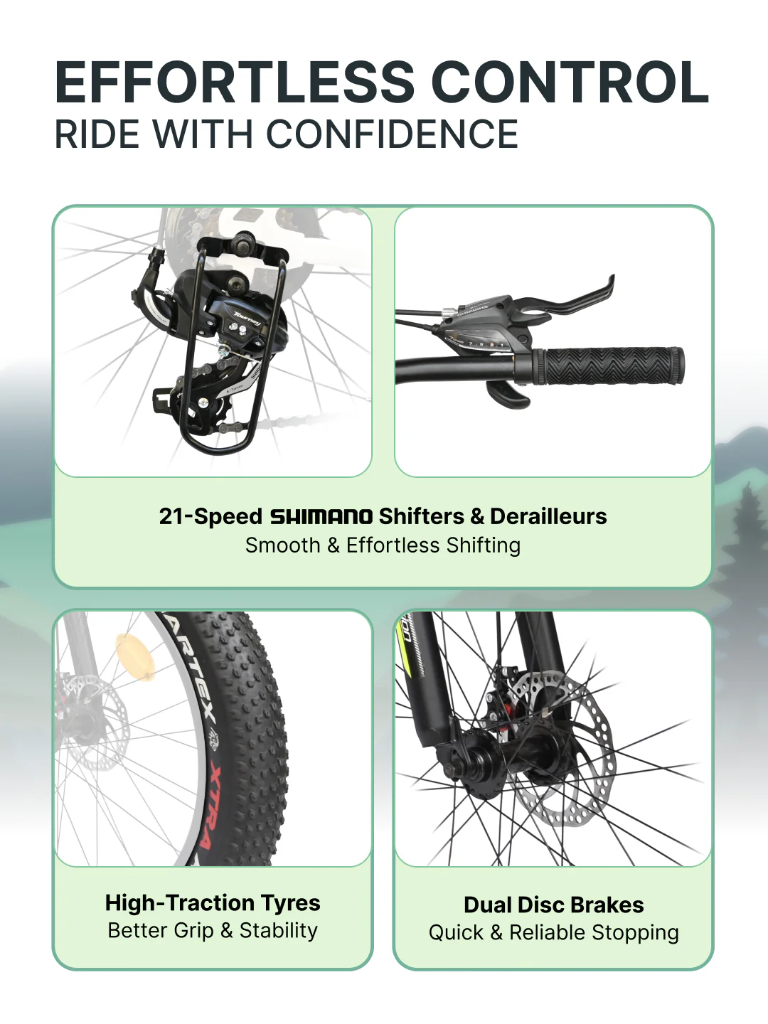 Rogue Mountain Bike Steel 21 Speed Cycle 26 inch Fat Tyre, Blue With Front Suspension, Single Wall Rim and Dual Disc Brakes, Ideal For 5 ft to 5.7 ft - Image 3