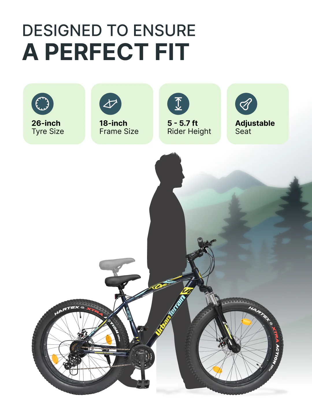 Rogue Mountain Bike Steel 21 Speed Cycle 26 inch Fat Tyre, Blue With Front Suspension, Single Wall Rim and Dual Disc Brakes, Ideal For 5 ft to 5.7 ft - Image 6