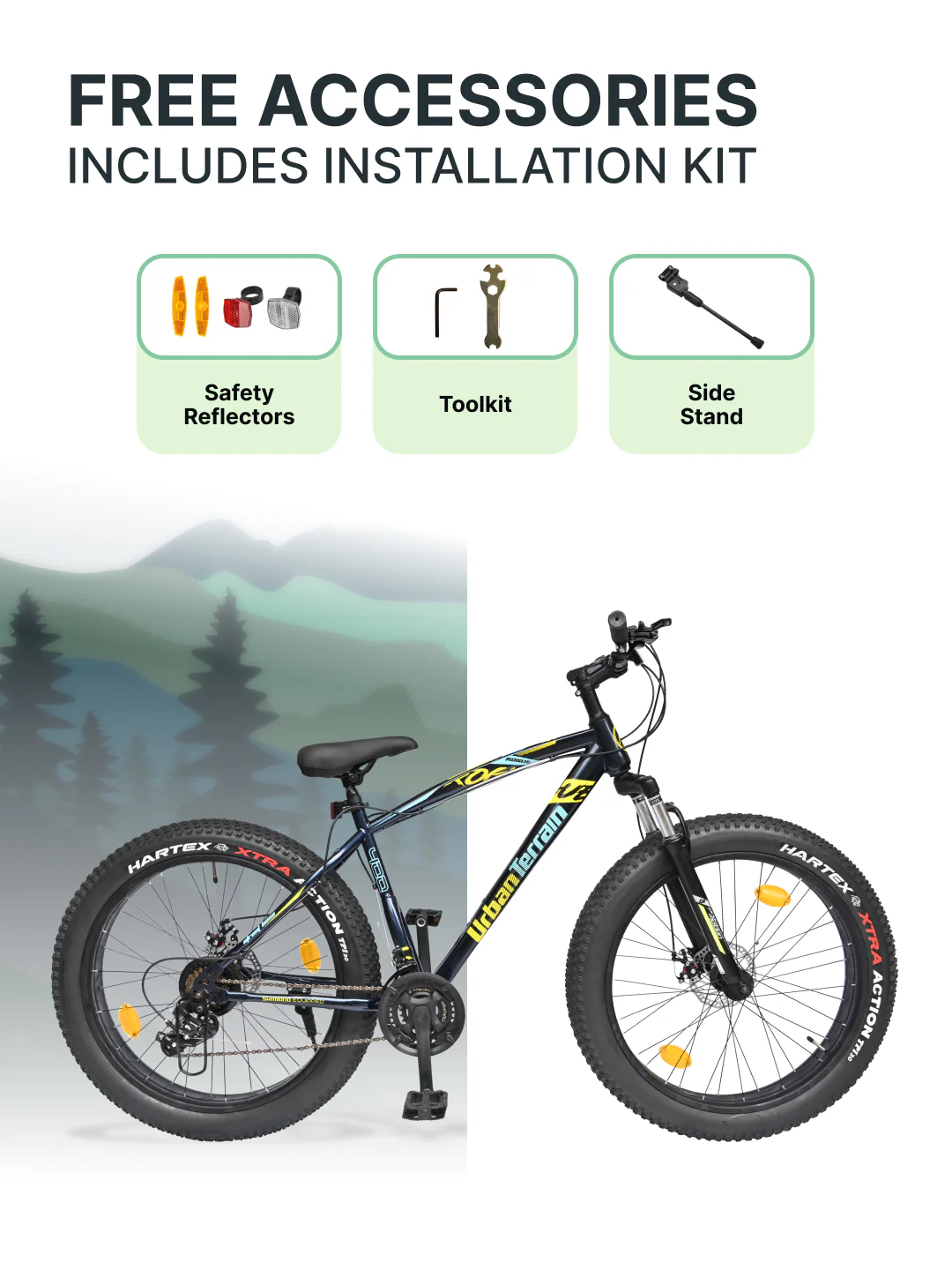 Rogue Mountain Bike Steel 21 Speed Cycle 26 inch Fat Tyre, Blue With Front Suspension, Single Wall Rim and Dual Disc Brakes, Ideal For 5 ft to 5.7 ft - Image 7