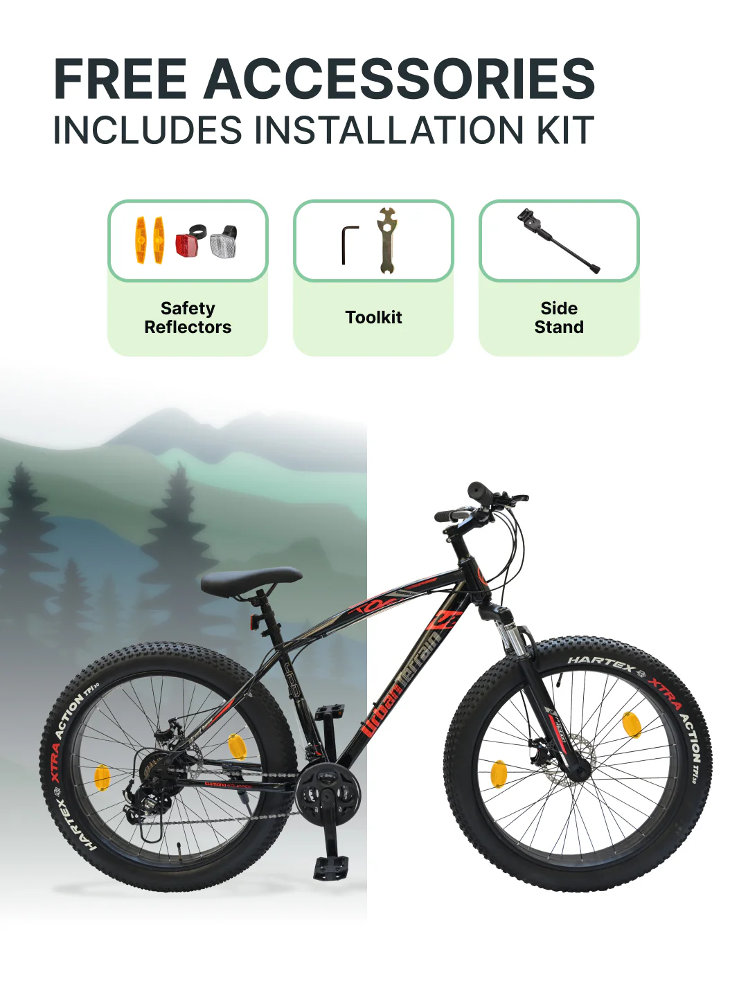 Rogue Mountain Bike Steel 21 Speed Cycle 26 inch Fat Tyre, Black With Front Suspension, Single Wall Rim and Dual Disc Brakes, Ideal For 5 ft to 5.7 ft, Free Trainer Sessions and Cycling Event - Image 7
